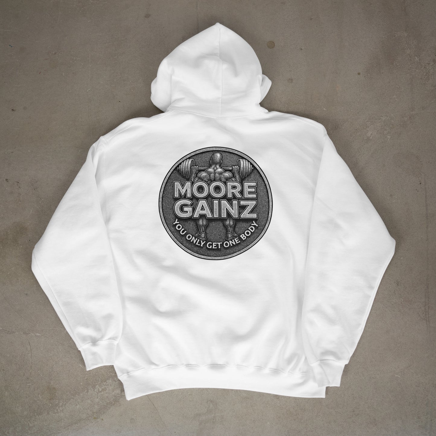 The Moore Gainz Silver Hoodie