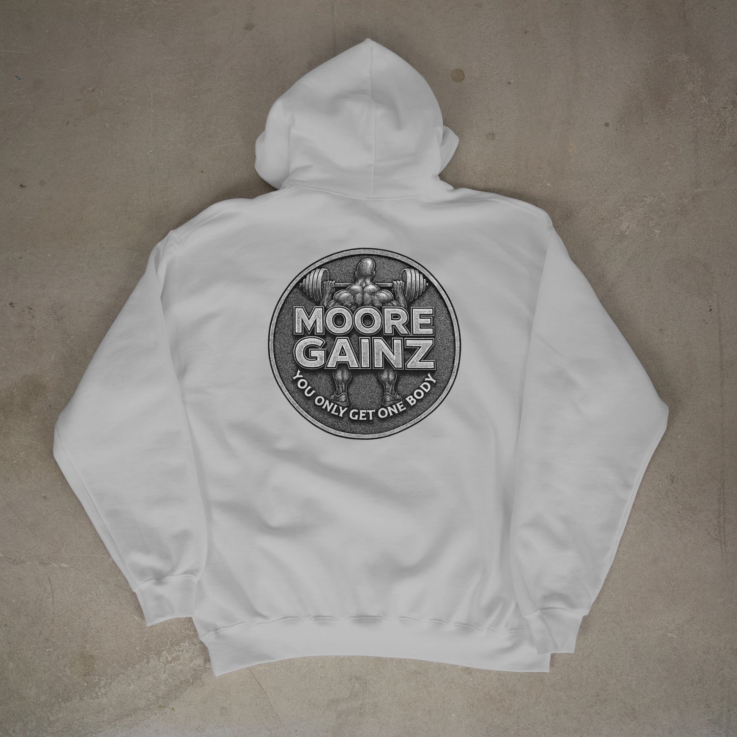 The Moore Gainz Silver Hoodie